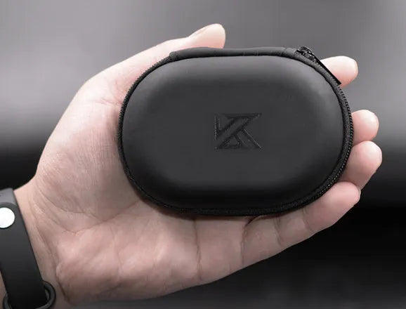 Black oval leather earphone storage case for EDX PRO and ZEX PRO models.
