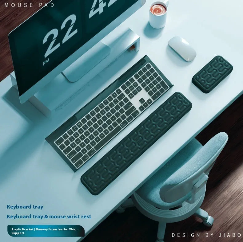 Double-sided memory foam wrist pad for keyboard and mouse support in various colours