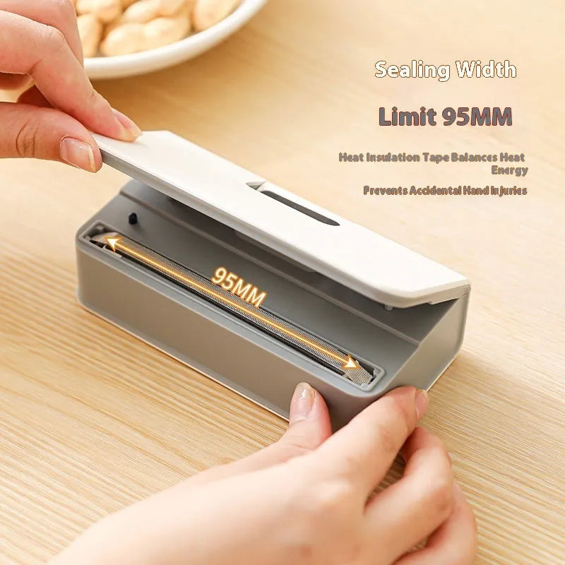 Portable mini sealing machine in white or blue colour for sealing plastic food bags