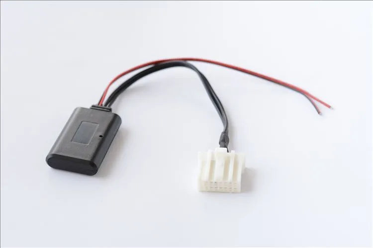 Black Mazda Bluetooth audio adapter cable for 2006 and newer models with AUX and Media key.