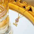 Zircon tulip necklace for women with electroplated gold-tone finish on titanium steel chain