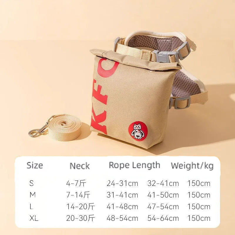 Cartoon hamburger design adjustable escape-proof vest leash for a dog