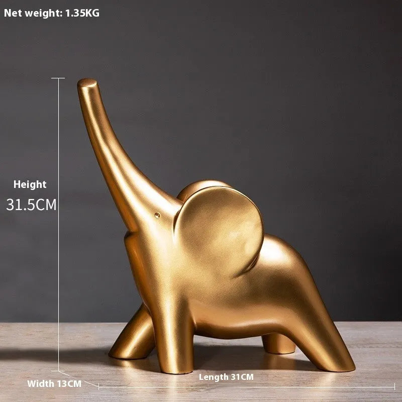 Modern resin fortune elephant ornament in rose gold or white colour, large and small sizes available.