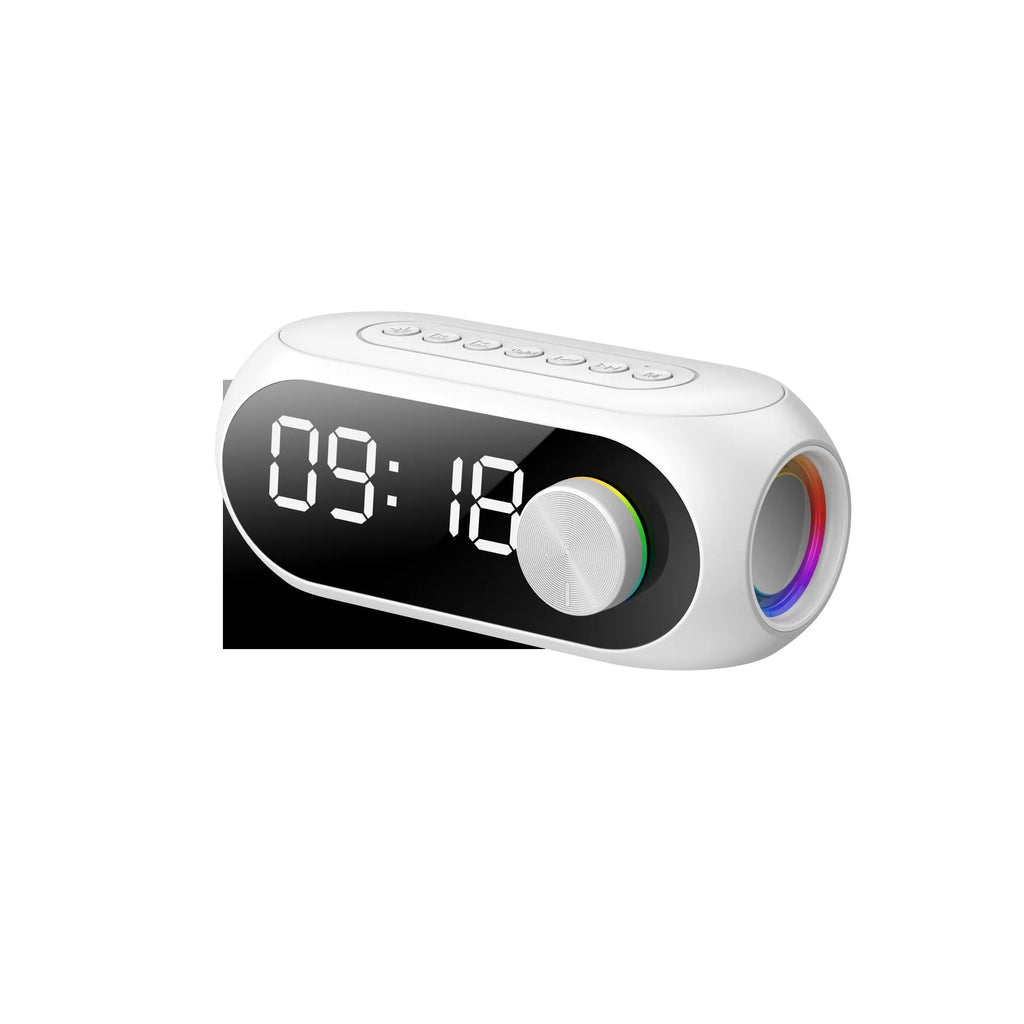 USB portable mini clock speaker in black, white and blue colours with extra bass