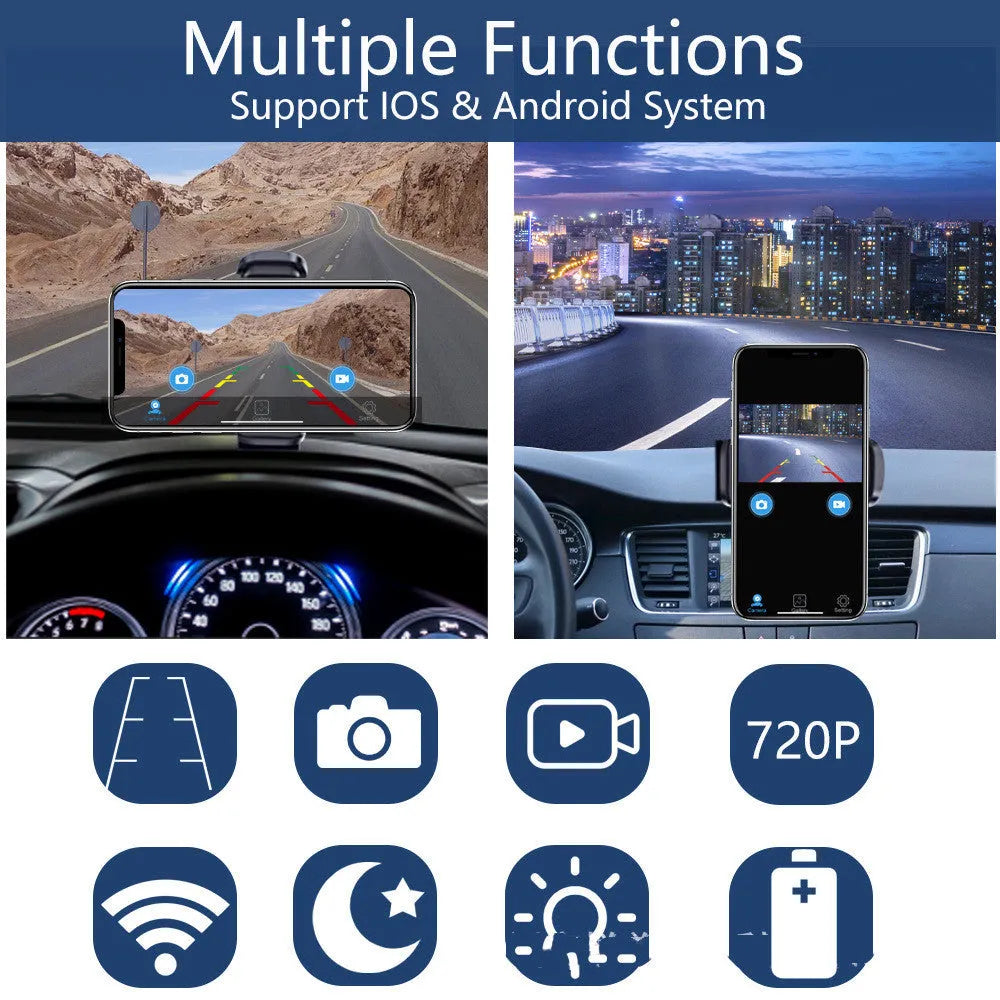 Solar wireless charging reversing camera with aluminium alloy shell and magnet suction mounting