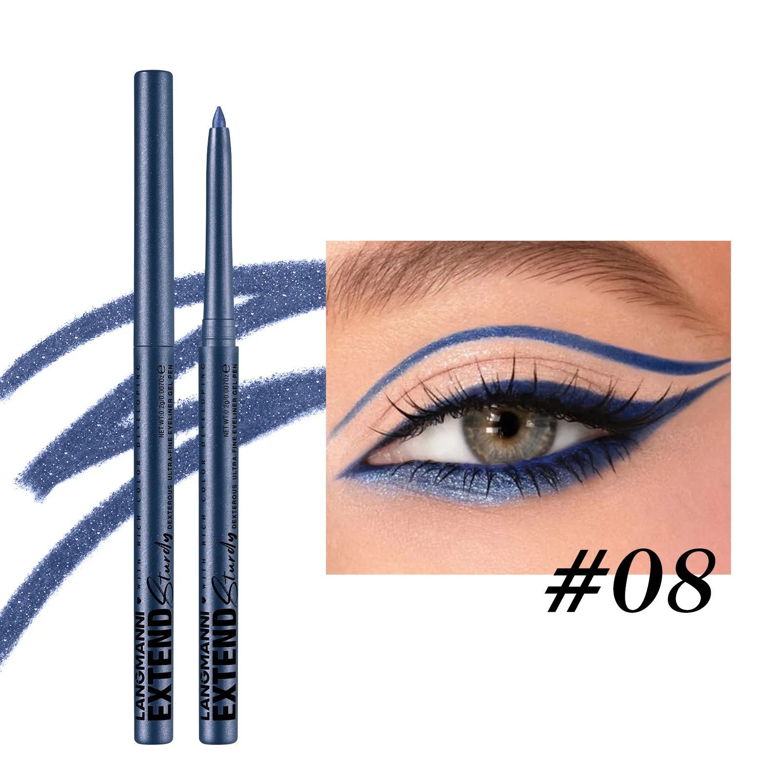 12 colourful gel glitter eyeliner pencils in vibrant shades with matte, glitter, metallic, and pearl effects