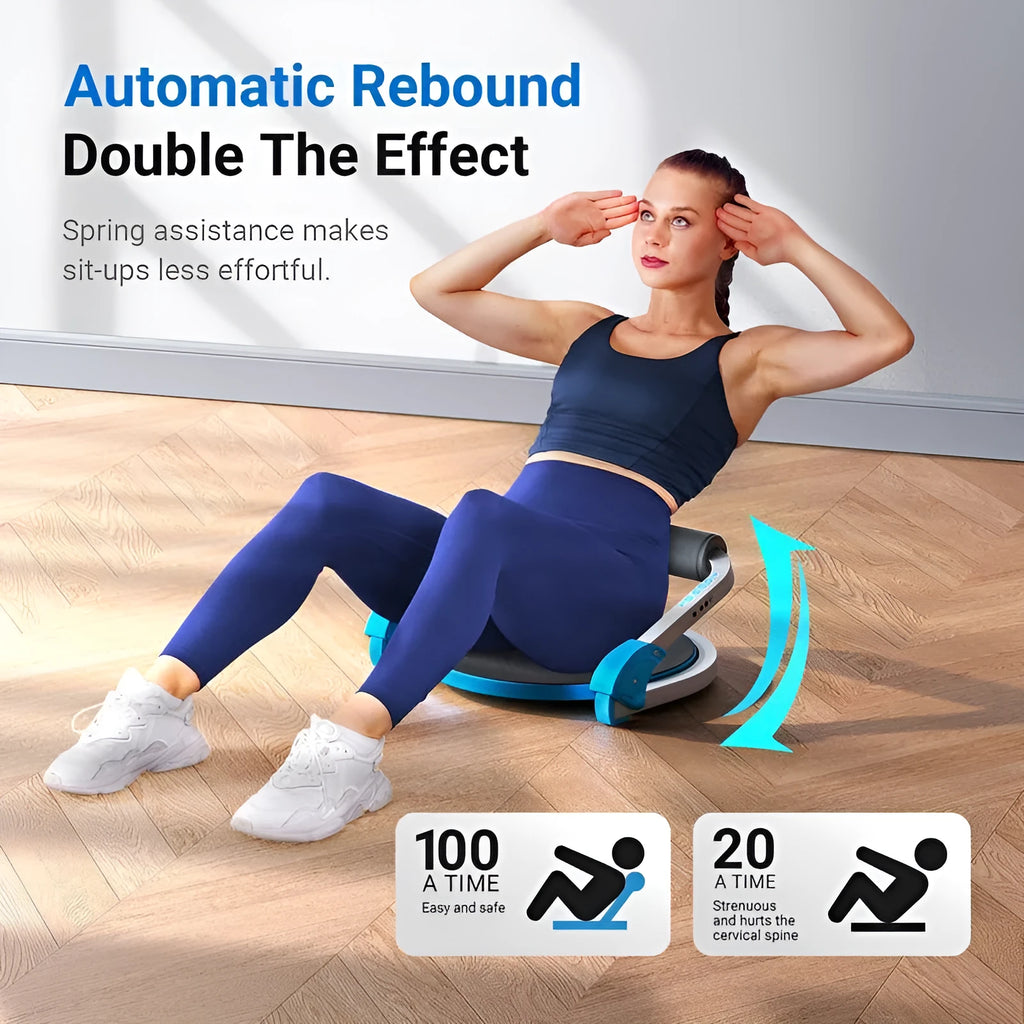 Mini multifunctional abdominal device in sky blue and red colours for home fitness