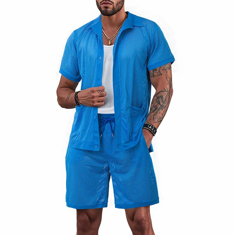 Beach Hawaii see-through dress and shorts set in thin fabric with short sleeve cardigan