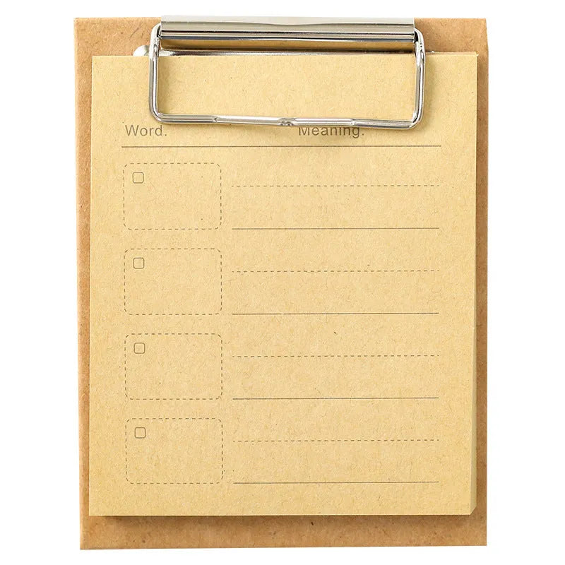 Cowhide colour board sticky note clip with PP board cover, 98x125mm, 50 sheets, tearable notes for students.