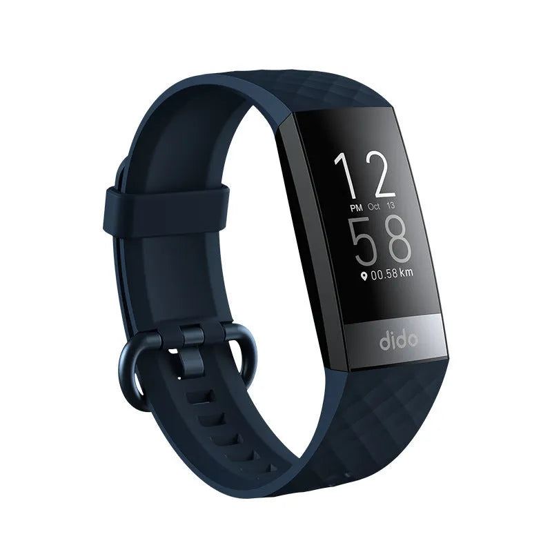 Black smart watch with 1.1 inch screen for blood pressure blood oxygen heart rate ECG monitoring