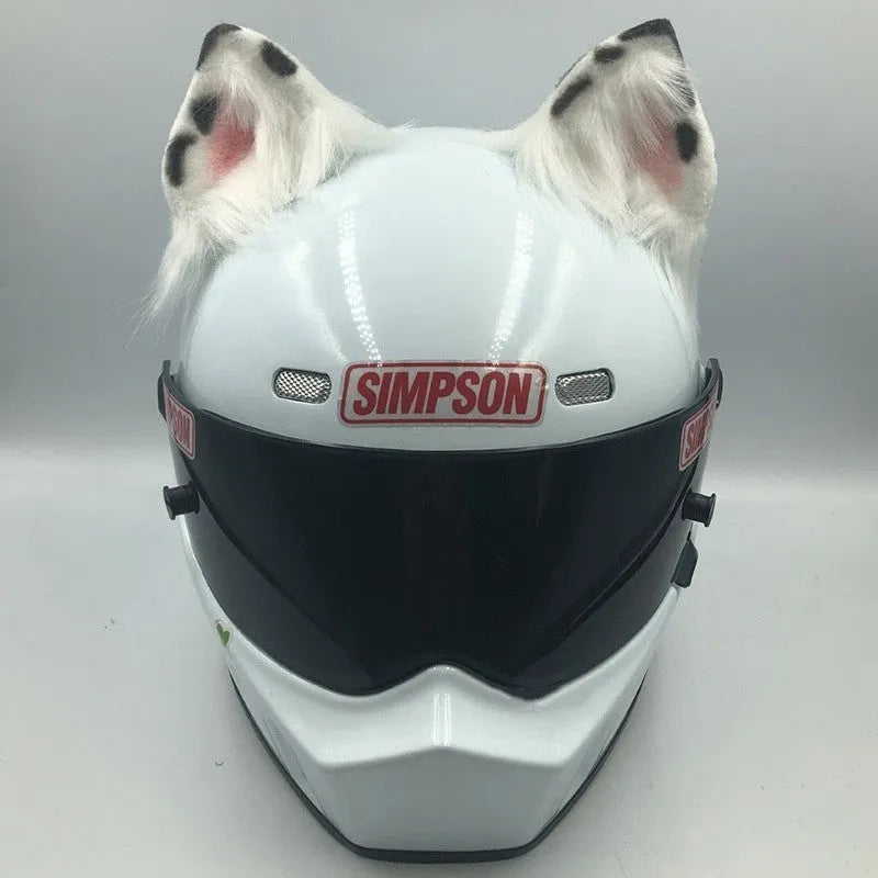ABS plastic animal ear helmet ornaments with matching tail on motorcycle helmet
