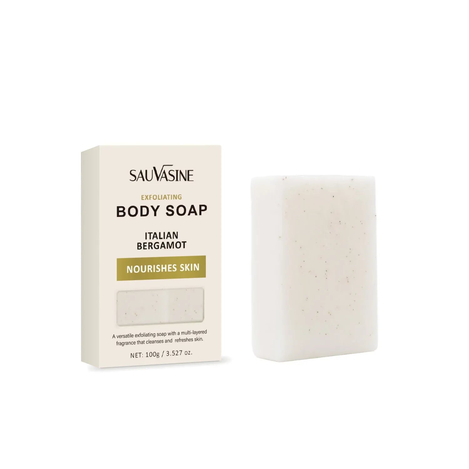 Exfoliating body soap bar with deep cleansing and moisturising properties for adult skincare