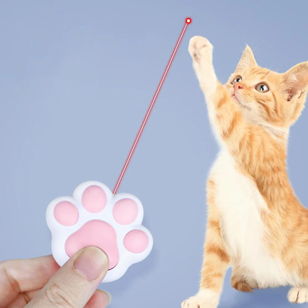 USB rechargeable infrared cat teaser toy with keychain measuring 5x2.5cm in black or pink plastic