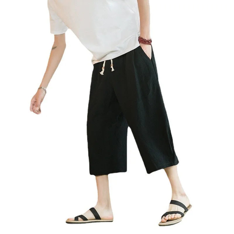 Men's plus size linen shorts in straight leg skinny fit, shown in khaki colour.