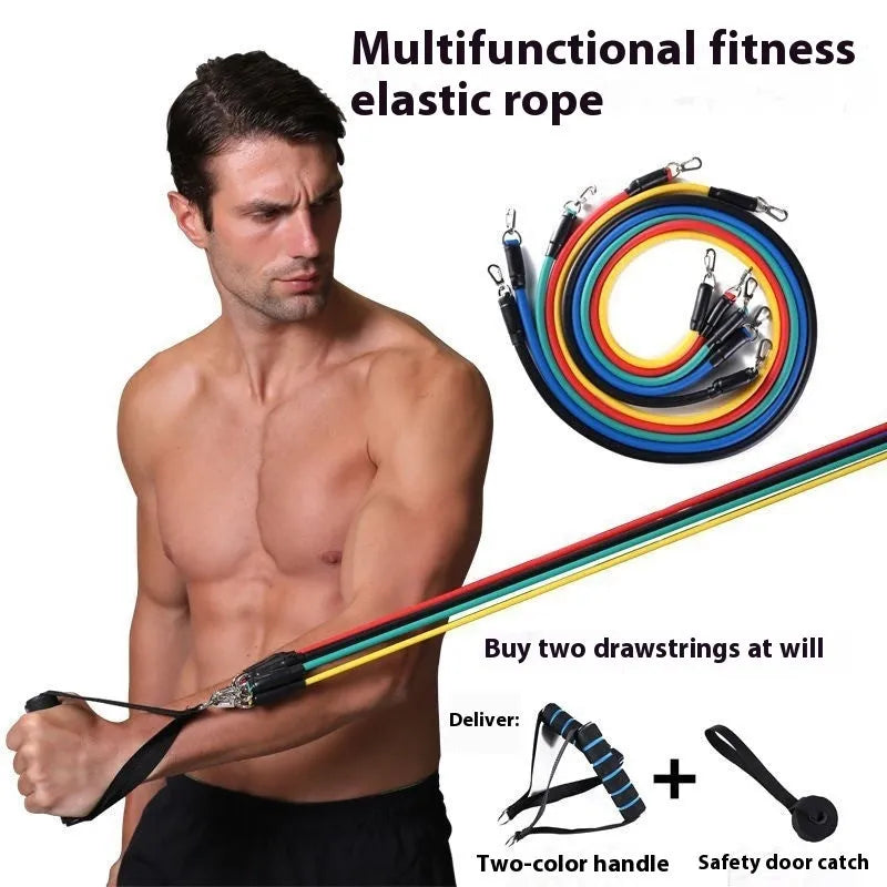 11-piece door sports pulling rope set with ABS construction shown with big hook and small hook variants