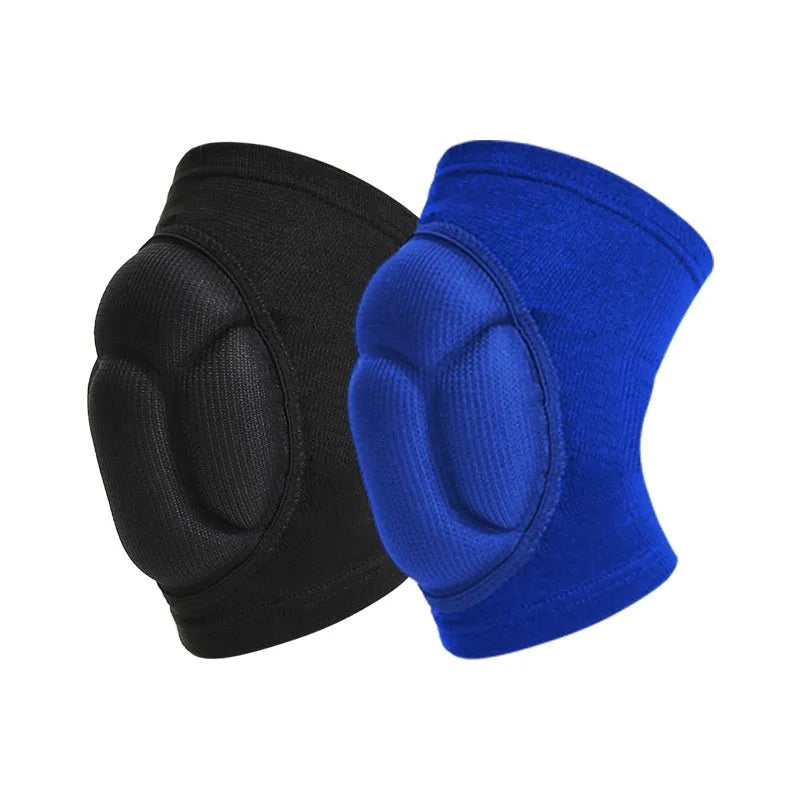 Black and blue thick sponge knee pads for volleyball and dance sports protection