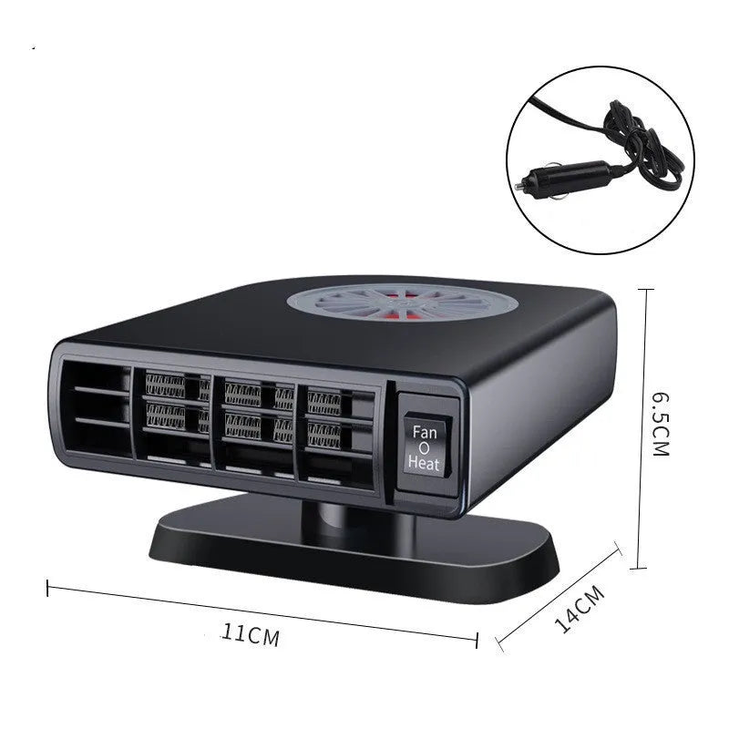 Black compact vehicle-mounted heater for car defrosting and defogging with adjustable bracket