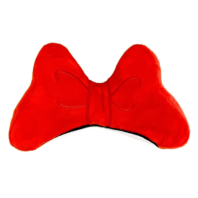 Soft plush decorative bow tie for electric motorcycle and ski helmets in red, peach pink, or rose pink colours