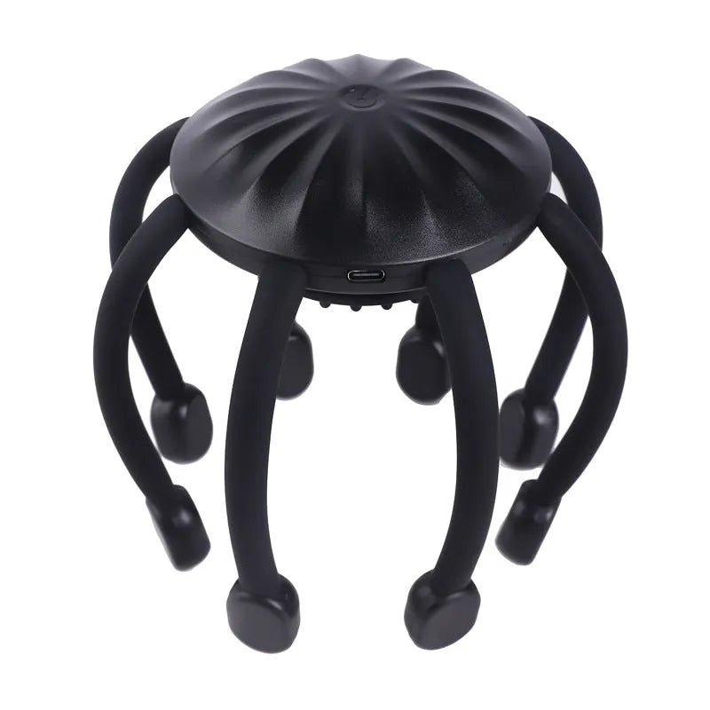 Black USB head massager with multiple claws for scalp vibration relaxation