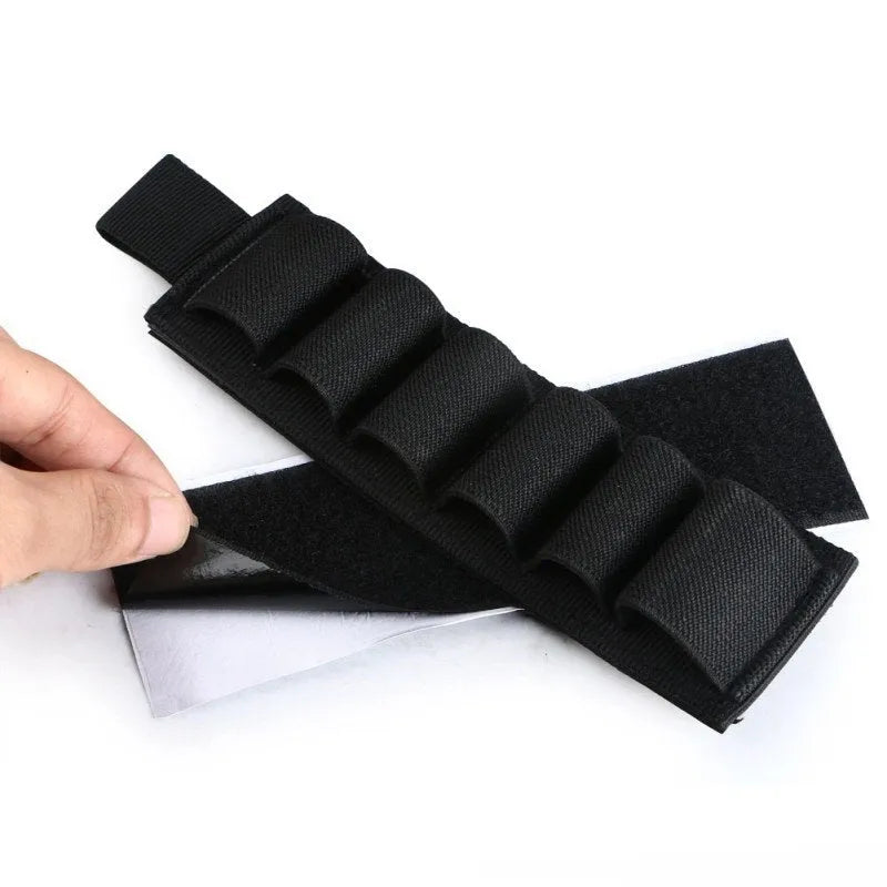 6-hole tactical storage sticker made from 1000D nylon fabric showing mounting holes and measuring 5cm by 16.5cm