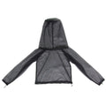 Mosquito protection suit set in mesh fabric, showing hooded top, pants, and booties for outdoor use.
