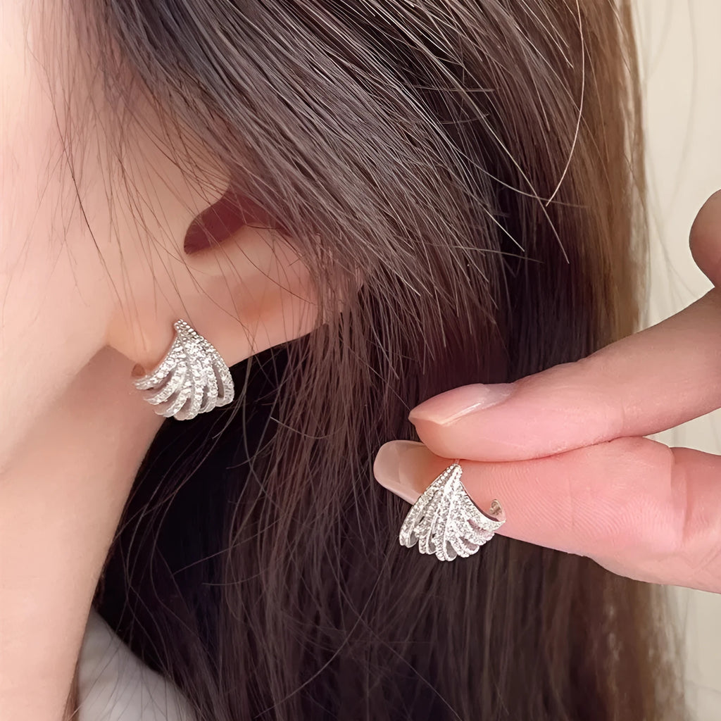 Zircon geometric line design earrings with platinum electroplating finish for women