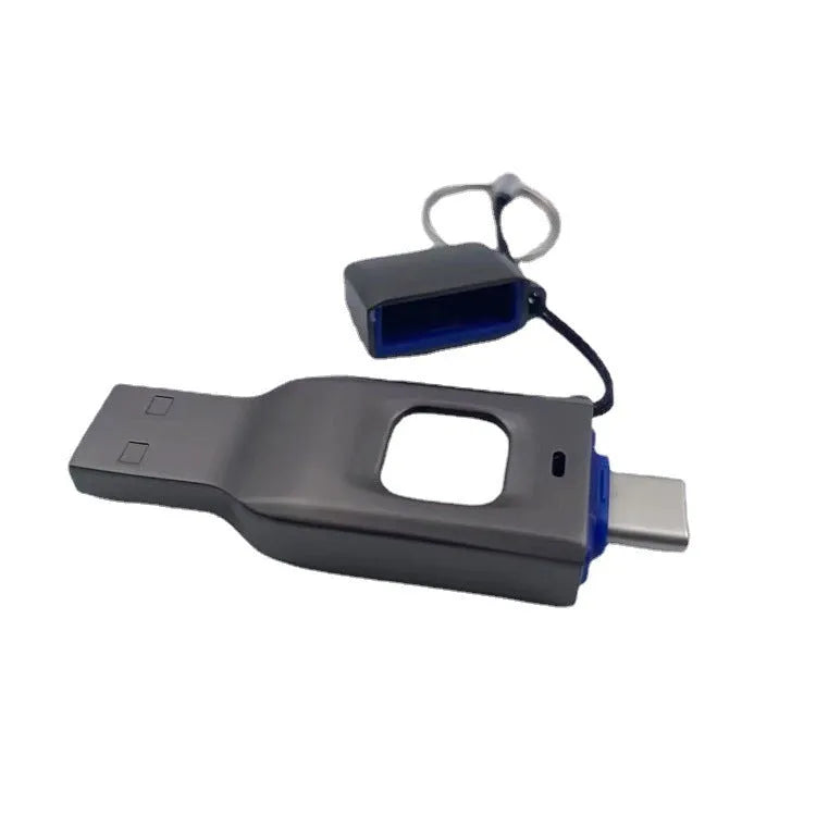 Black fingerprint encrypted USB flash drive with USB 3.0 and Type-C interfaces