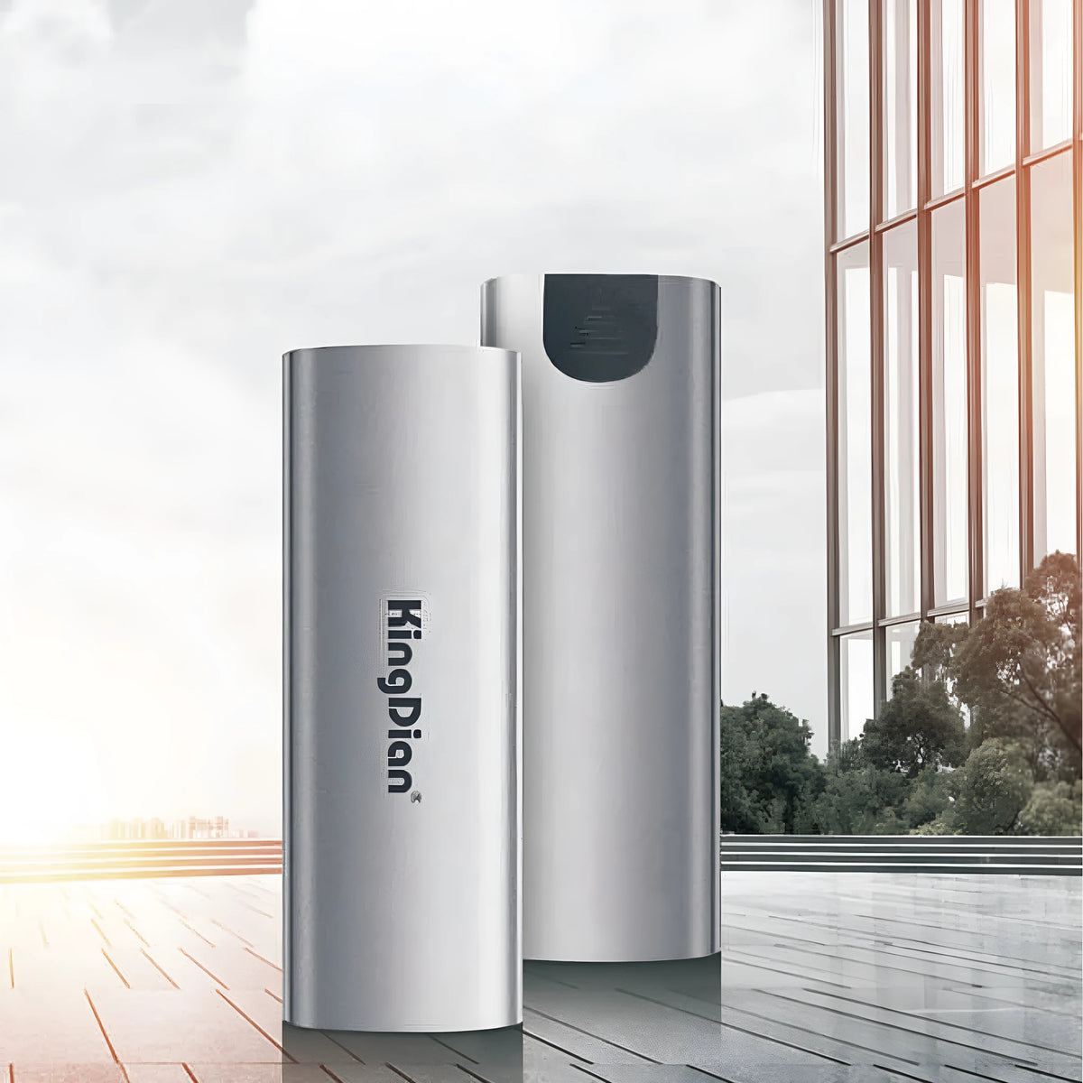 Grey portable SSD external hard drive with USB 3.0 interface for mobile phone and computer connection