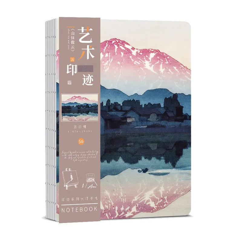 Ukiyo-e Kanagawa wave design hand ledger notebook showing traditional Japanese artwork cover