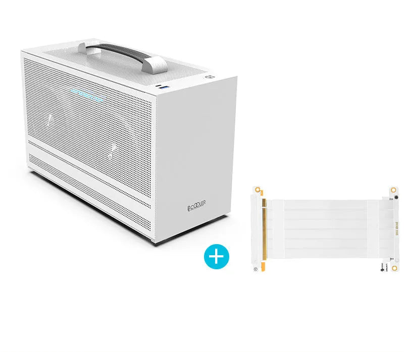 Hummingbird PRO ITX desktop computer case in titanium gray or white with tinned steel construction