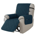 Quilted burgundy waterproof sofa cover stretched over a small single-seat massage chair cushion.