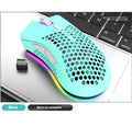 BM600 wireless gaming mouse with luminous charging in cyan, black, or white on a desk.