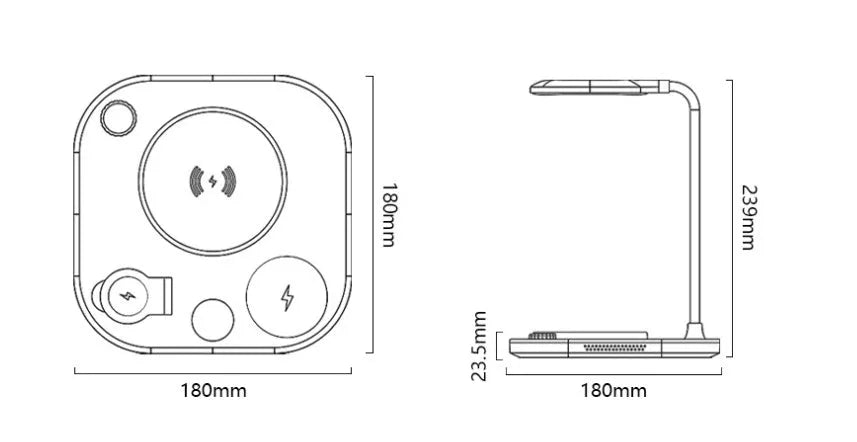 Wireless magnetic charging desk lamp with 15W fast charging for iPhones and Android phones