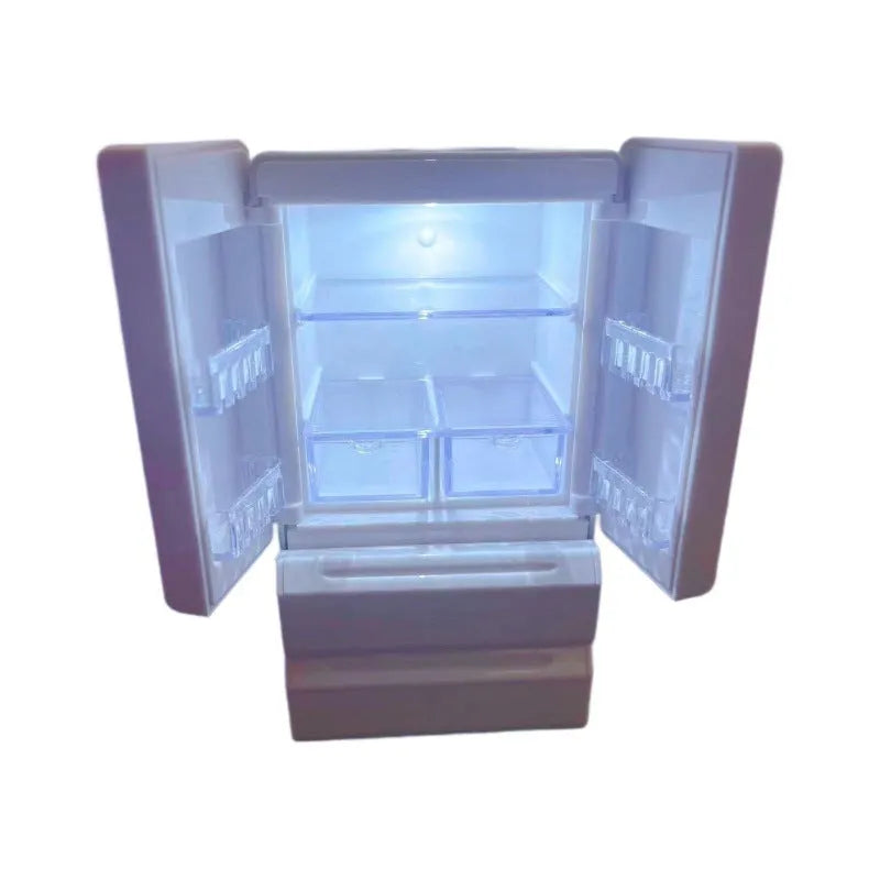 White miniature candy shop plastic model with LED light, 11.4cm tall display piece