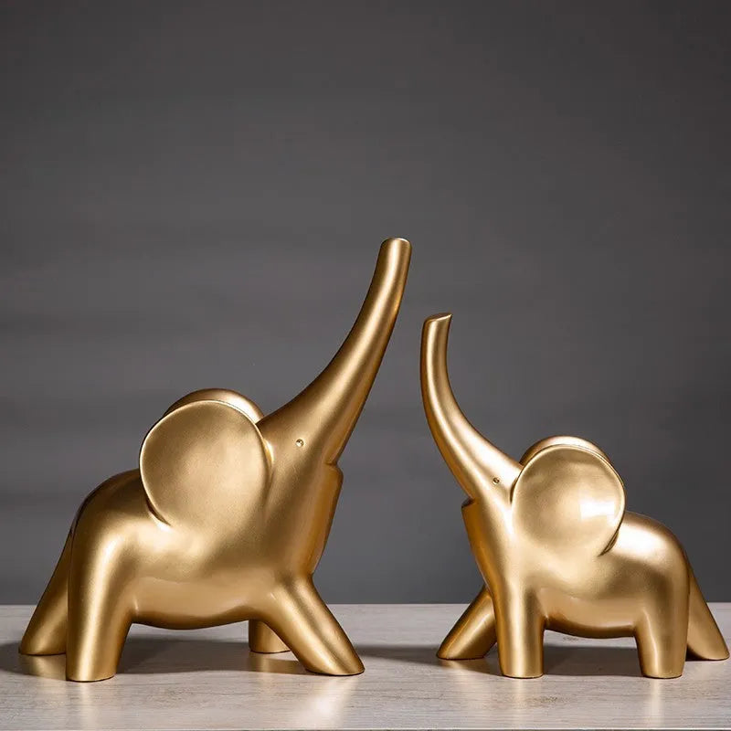 Modern resin fortune elephant ornament in rose gold or white colour, large and small sizes available.