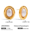 Silver-toned stainless steel vintage pearl ear studs with electroplated non-fade finish