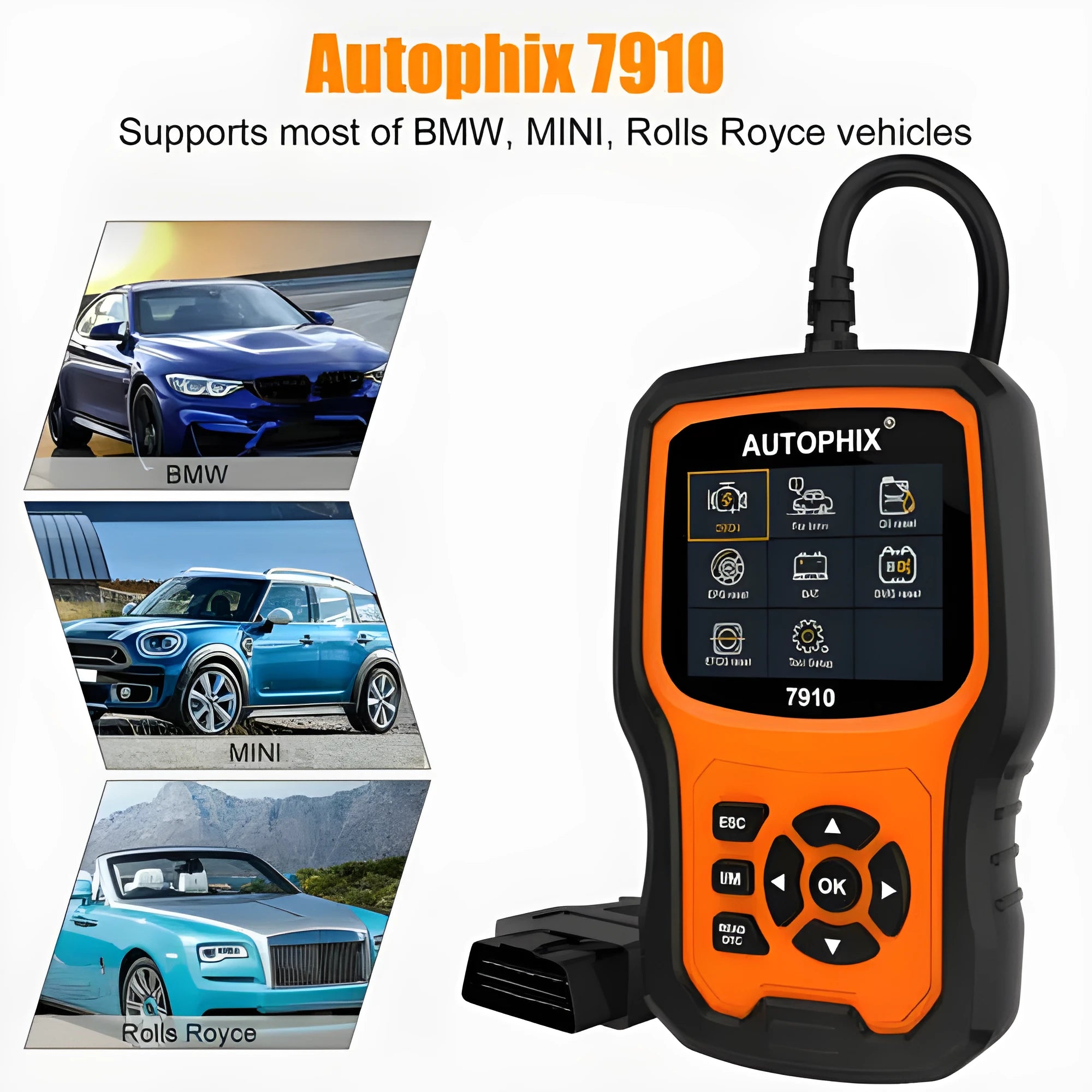 Autophix 7910 handheld automotive OBDII diagnostic scanner and fault code reader tool