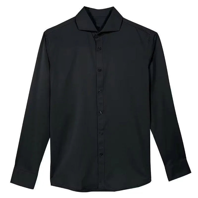 Korean style men's autumn shirt in black with Japanese retro design as loose fit cardigan