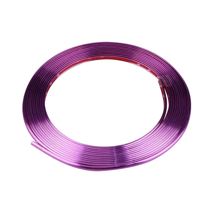 Galvanised wheel sticker guard circle in electroplated purple colour on 8 metre PVC roll