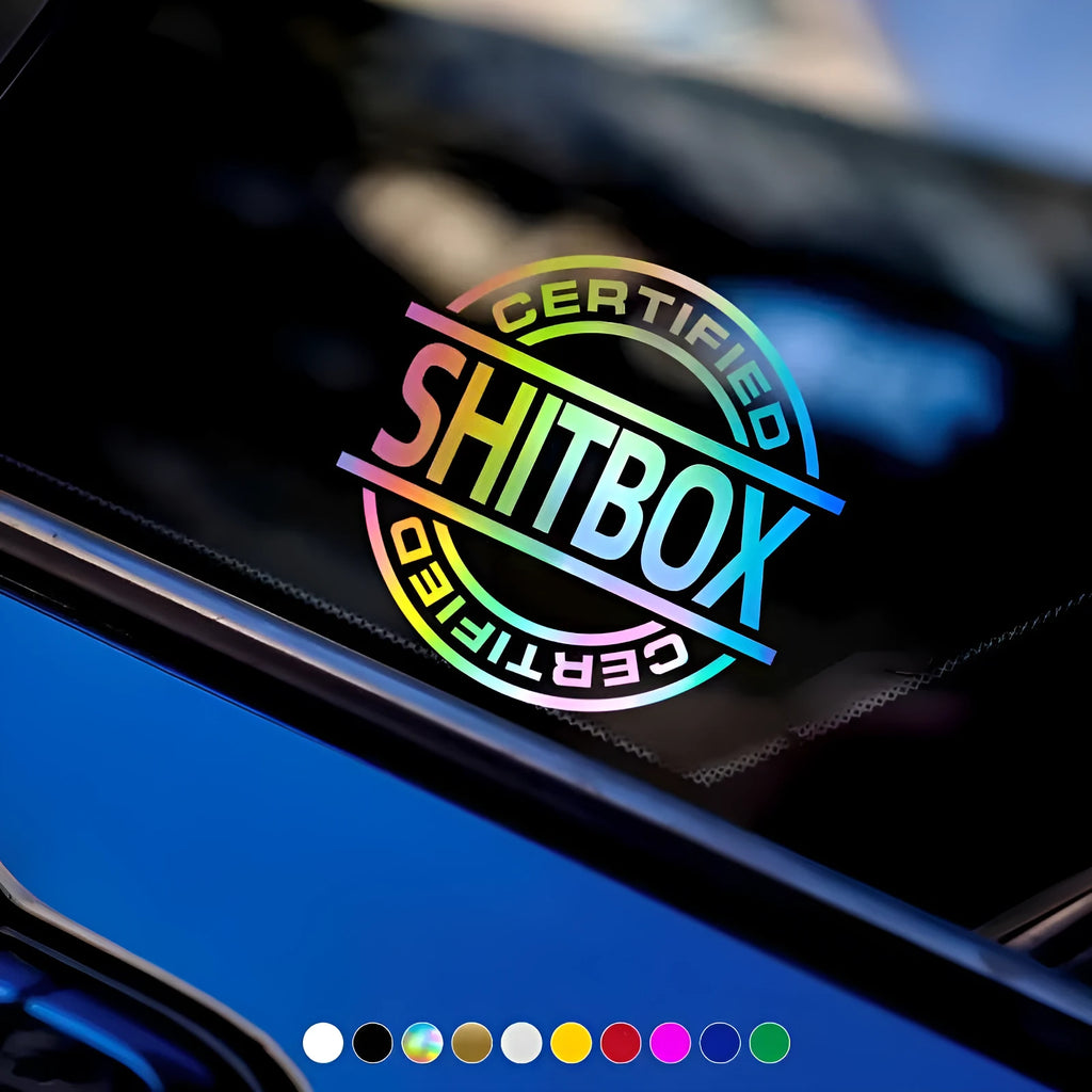 13x12cm vinyl car body sticker shown in selected colour on a vehicle panel.