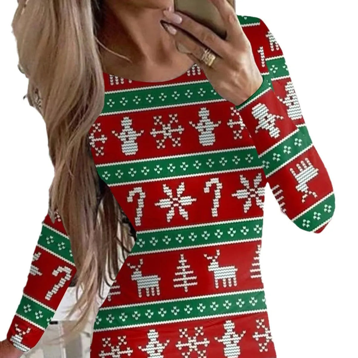 Women's Christmas printed polyester narrow dress with animal pattern design in floral colours