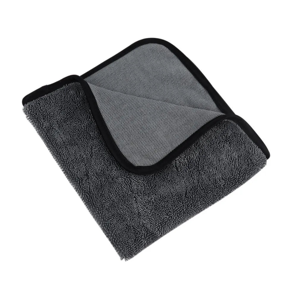 Grey square microfiber car wash towel measuring 40x40cm