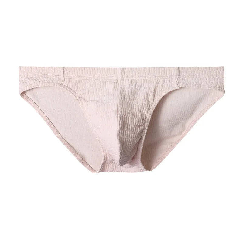 Men's solid colour cotton triangle briefs with a mid waist design on a white background.