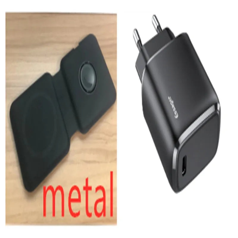 White folding dual magnetic wireless charger showing 180° adjustable angle and dual charging surfaces