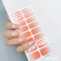 Pack of 16 solid colour full nail art stickers showing floral, heart, cartoon, and geometric pattern designs.