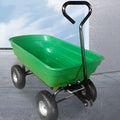 Green four-wheel plastic dumptruck with steel and PP construction, model TC2145
