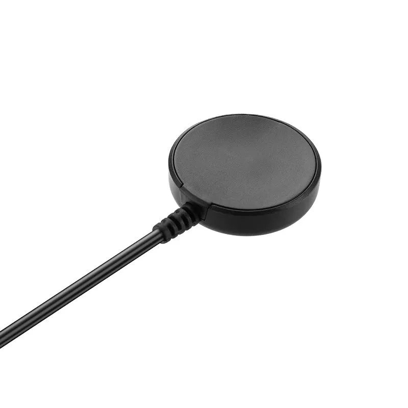 Black USB magnetic watch charger with compact 34mm x 10mm dimensions