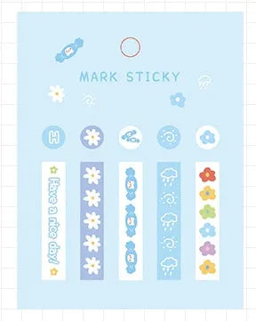 PVC index stickers for study notes in 12 decorative styles measuring 15x50mm