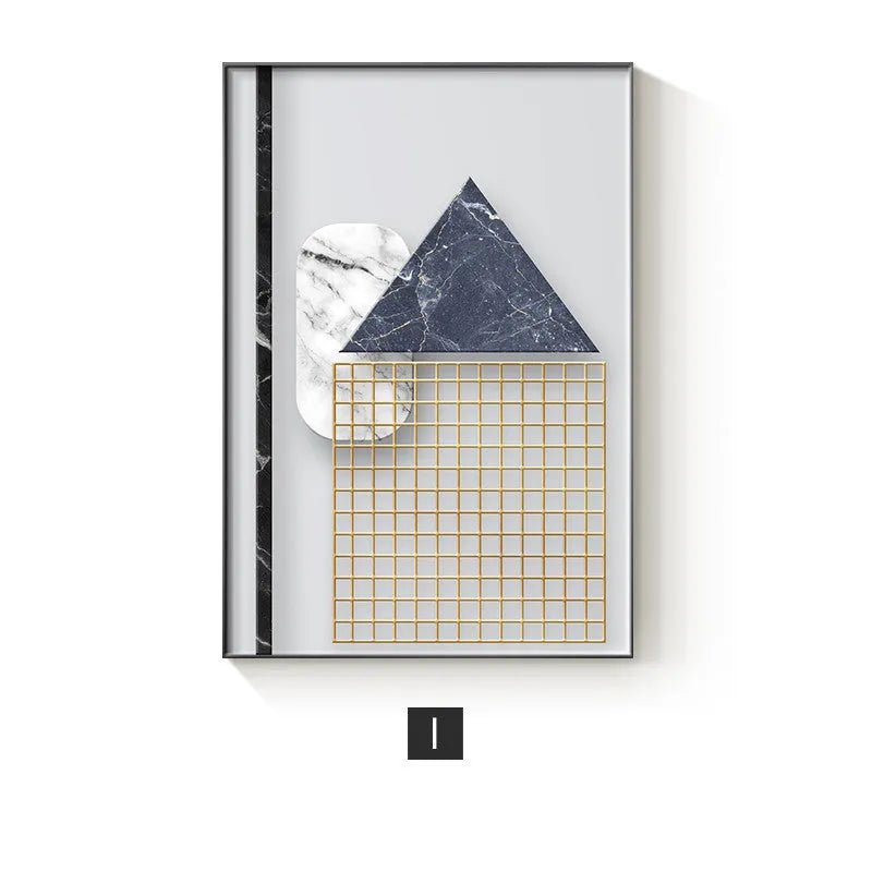Abstract geometric design printed on a canvas wall painting poster.