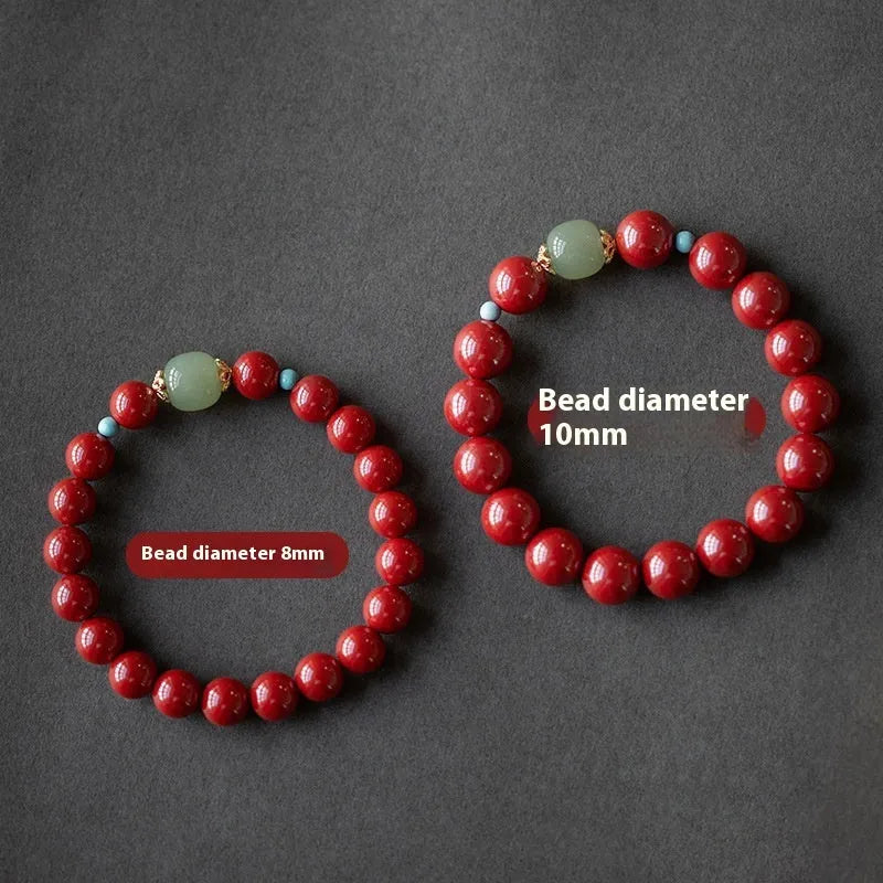 Purple gold sand cinnabar and coated metal bracelet with geometric ellipse beads.